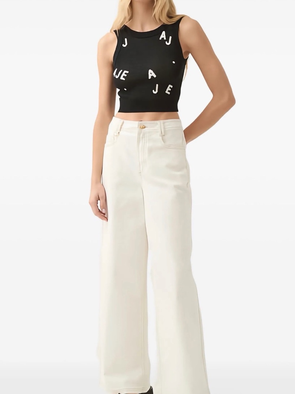 Aje Wide-Leg High-Rise Jeans in White